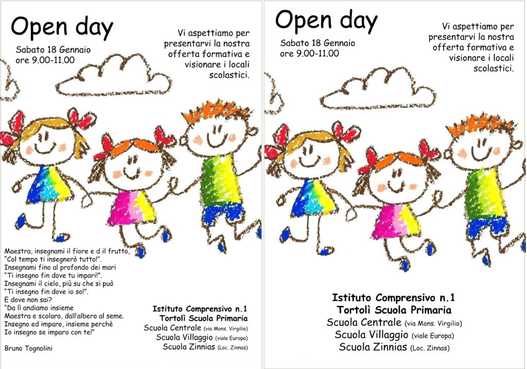 Open day: sabato 18 gennaio 2020